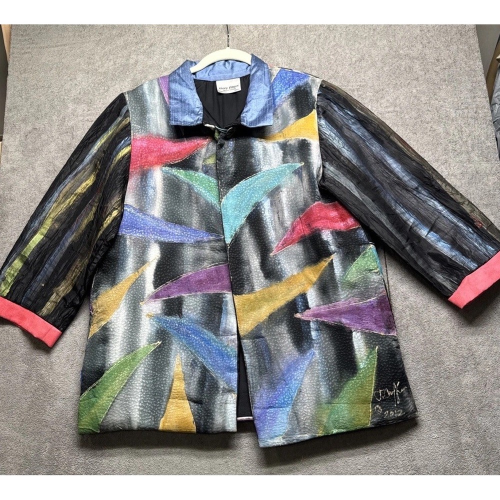 Art to Wear Handpainted Silk Jacket Women's M‎ Colorful Statement Blazer Gallery